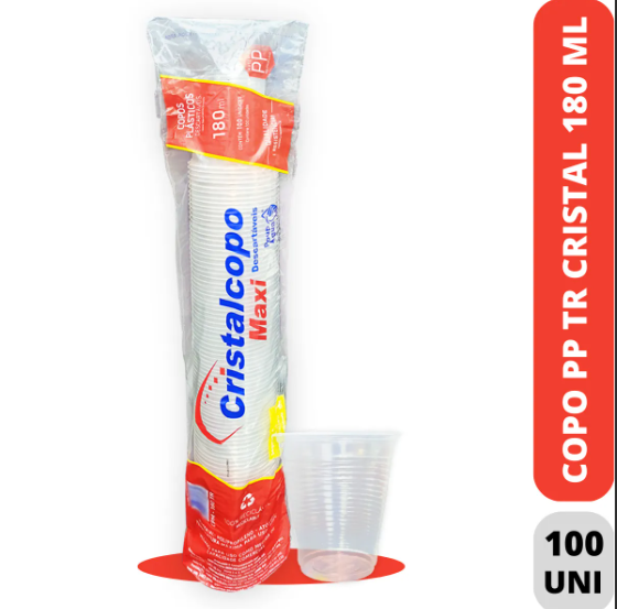 COPO 180ML PP COM 100UND CRISTAL COPO
