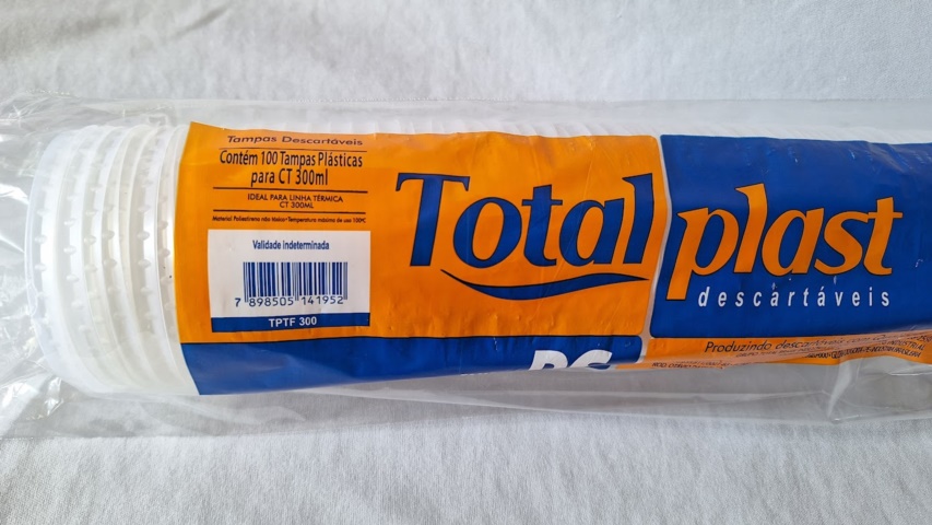 TAMPA FURADA PARA COPO 300ML TOTAL PLAST C/100UND