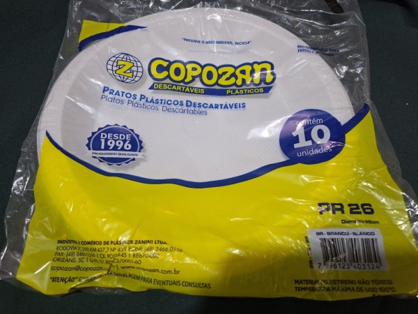 PRATO BRANCO 26CM  C/10 COPOZAN