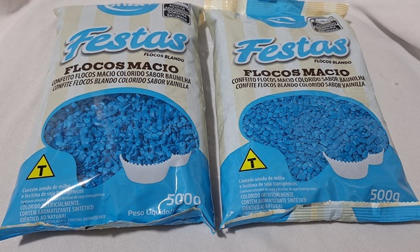 CONFEITO FLOCOS MACIO AZUL SABOR BAUNILHA 500GR