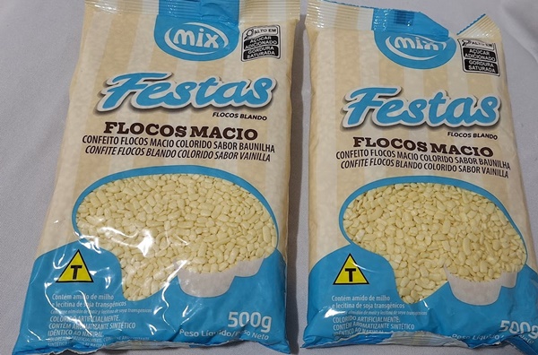 CONFEITO FLOCOS MACIO BRANCO  SABOR BAUNILHA 500GR