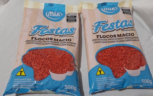 CONFEITO FLOCOS MACIO VERMELH SABOR BAUNILHA 500GR