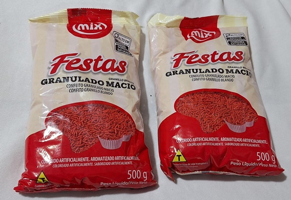 CONFEITO GRANULADO MACIO VERMELHO  500GR