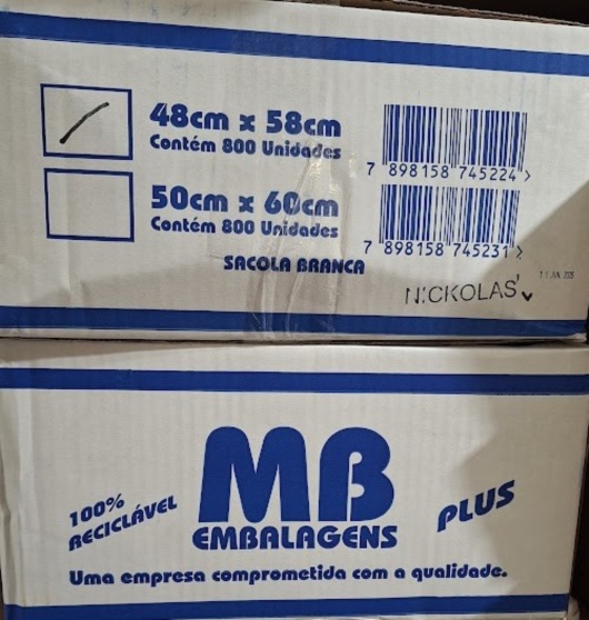 SACOLA BRANCA PLUS 003M 48X58 C/800 EXTRA FORTE MB