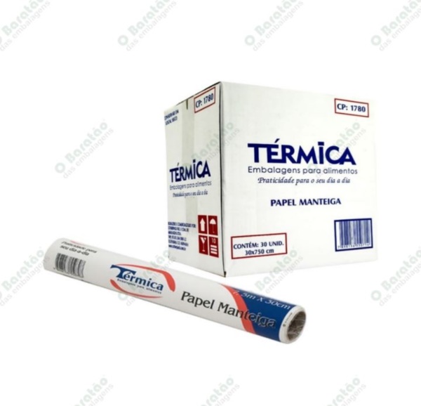 ROLO PAPEL MANTEIGA 30CM*7,5MT TERMICA