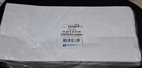 SACO PAPEL 30GR VIAGEM MONO N3 KG C/500 (13X27CM)