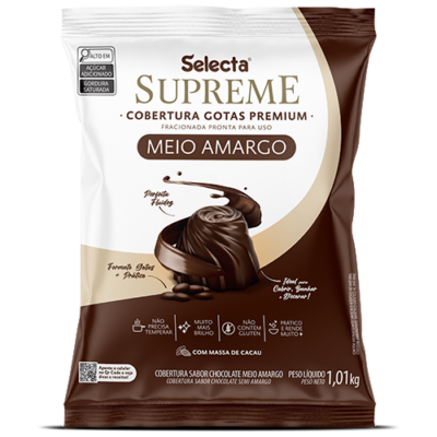 SUPREME GOTAS COB.SABOR CHOCOLATE MEIO AMARGO 1KG